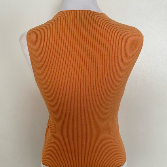 Ronny Kobo Collection Orange Mock Neck Cut Out Tank Top - Picture 4 of 7